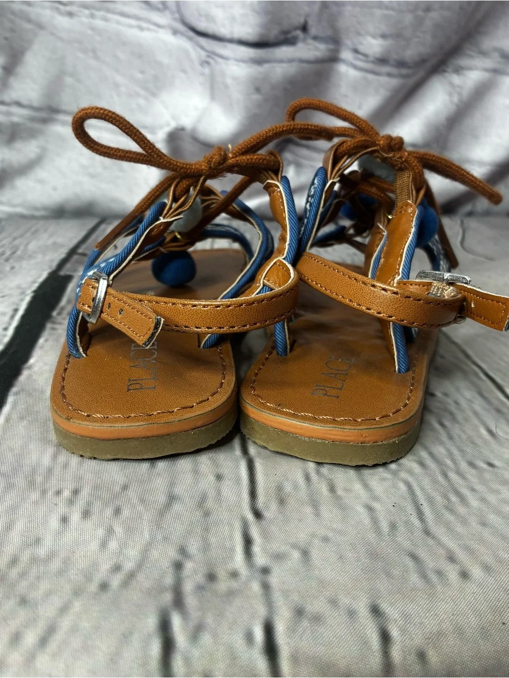 5/$20 Coastal Boho Whimsy Pom Nautical Gladiator Slingback‎ Sandals Baby Girl 6
